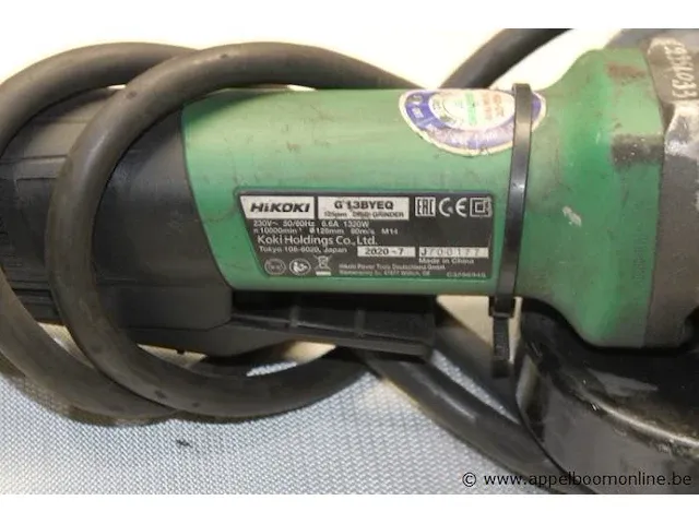 Haakse slijptol, hikoki g 13byeq, 1320w, 125mm, bj 2020 - afbeelding 2 van  3