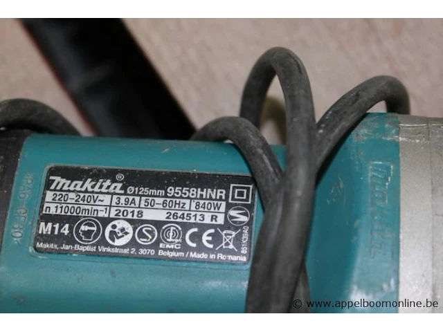 Haakse slijptol makita 9558hnr, 840w - afbeelding 2 van  2
