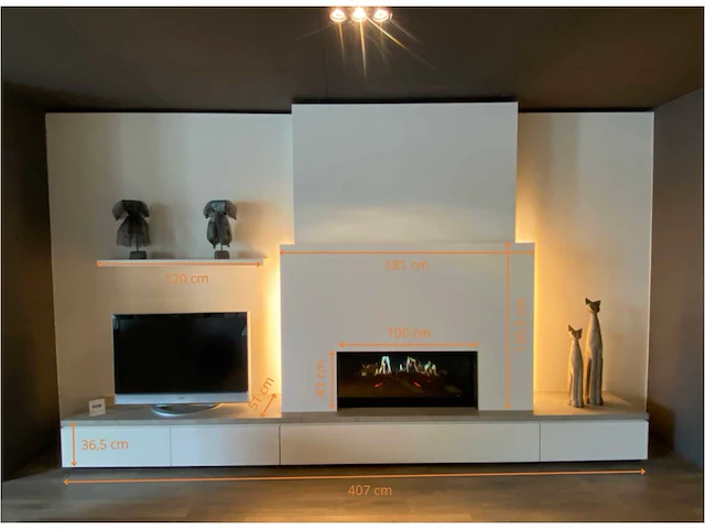 Haard kalfire e-one incl. haardwand - afbeelding 9 van  9