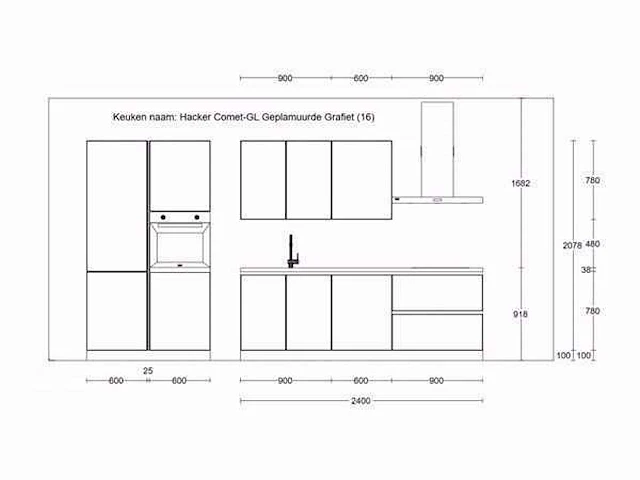 Häcker concept 130 - comet geplamuurde beton grafiet - afbeelding 3 van  23