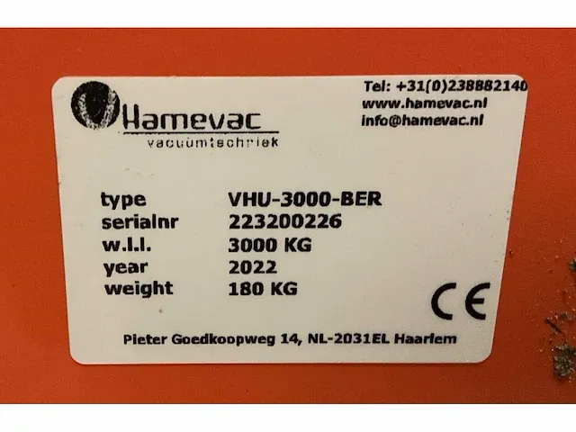 Hamevac hijs-unit vhu 3000 met evenaar hve 5t 2022 - afbeelding 5 van  24