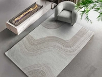 Handgemaakt 100% wollen vloerkleed - 160 x 230 cm - 1800gr/m2 - beige en taupe - afbeelding 1 van  4