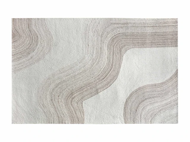 Handgemaakt 100% wollen vloerkleed - 160 x 230 cm - 1800gr/m2 - beige en taupe - afbeelding 2 van  4