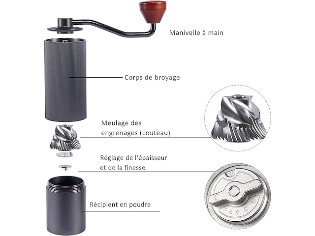 Handmatige koffiemolen aluminium - afbeelding 2 van  3