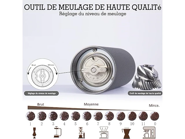 Handmatige koffiemolen aluminium - afbeelding 3 van  3
