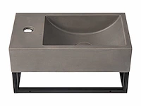 Hangende betonnen wastafel met steun - kranen aan de linkerkant - l40 x b22 cm - afbeelding 2 van  7