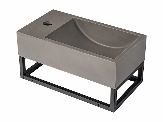 Hangende betonnen wastafel met steun - kranen aan de linkerkant - l40 x b22 cm - afbeelding 3 van  7