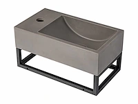 Hangende betonnen wastafel met steun - kranen aan de linkerkant - l40 x b22 cm - afbeelding 3 van  7