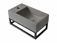 Hangende betonnen wastafel met steun - kranen aan de linkerkant - l40 x b22 cm - afbeelding 4 van  7