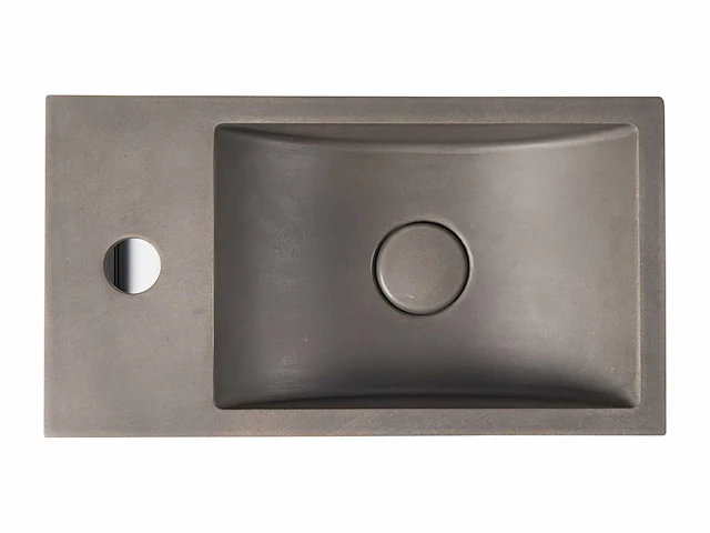 Hangende betonnen wastafel met steun - kranen aan de linkerkant - l40 x b22 cm - afbeelding 5 van  7