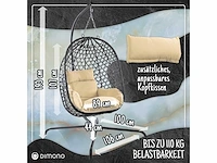 Hangende rotan fauteuil - grijs en beige - afbeelding 3 van  6