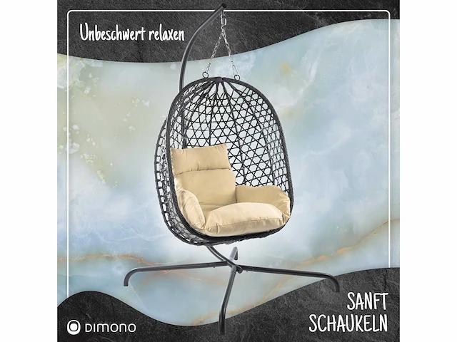 Hangende rotan fauteuil - grijs en beige - afbeelding 6 van  6