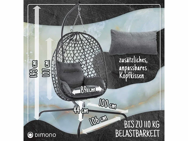 Hangende rotan fauteuil - grijs - afbeelding 5 van  5