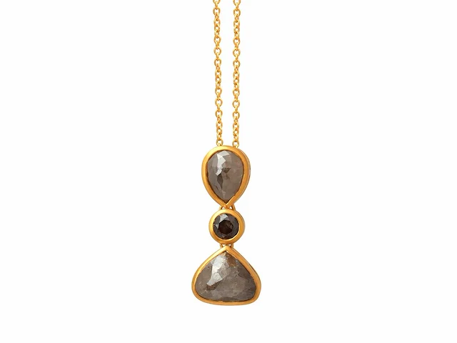 Hanger en ketting 14k goud met natuurlijke diamanten 4.58 gm - afbeelding 1 van  4