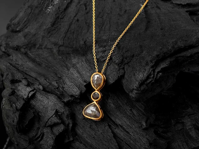 Hanger en ketting 14k goud met natuurlijke diamanten 4.58 gm - afbeelding 2 van  4