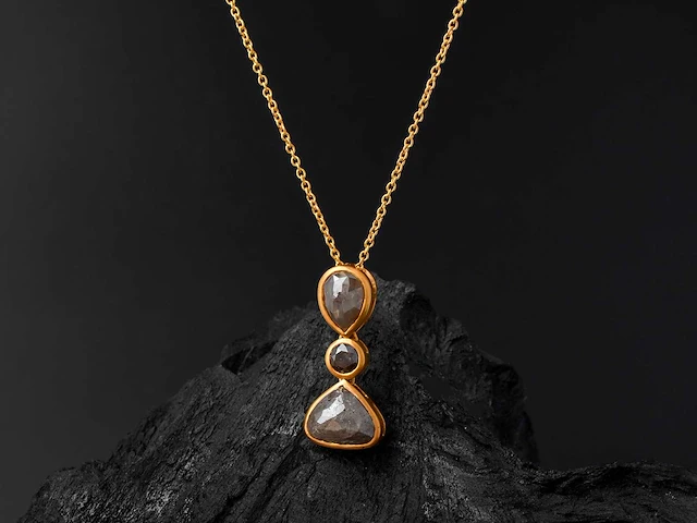 Hanger en ketting 14k goud met natuurlijke diamanten 4.58 gm - afbeelding 3 van  4