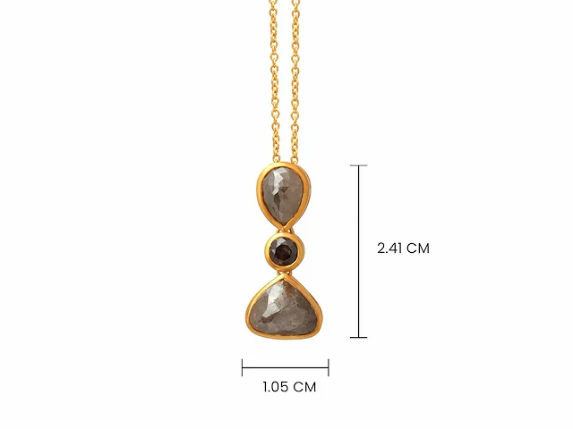 Hanger en ketting 14k goud met natuurlijke diamanten 4.58 gm - afbeelding 4 van  4