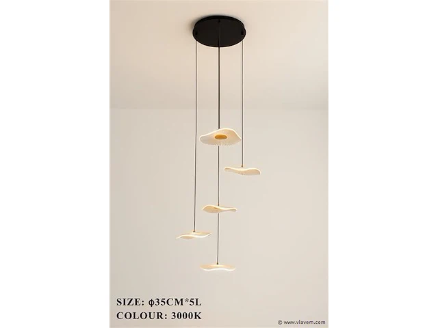 Hanglamp led – b064/5 – 3000k – warm wit – ø350 mm – verstelbare hoogte – zilver - afbeelding 2 van  3