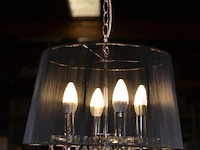 Hanglamp slim zwart met kristal - afbeelding 2 van  2