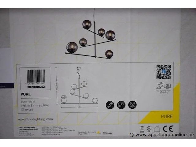 Hanglamp trio lighting pure vv 6 lampen - afbeelding 2 van  2