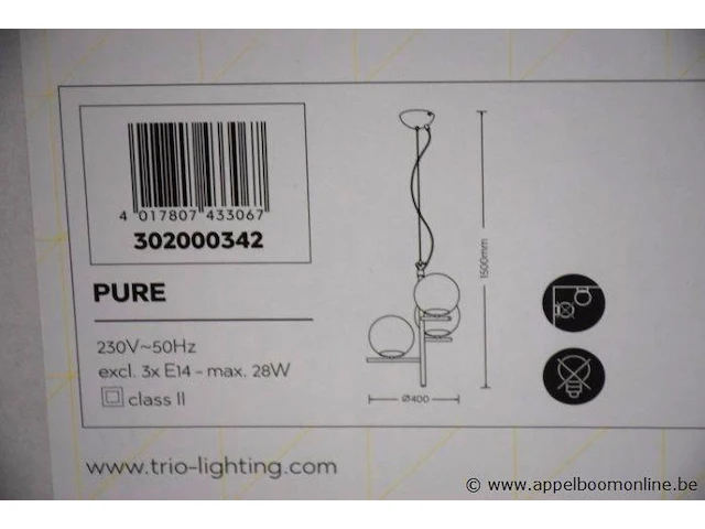Hanglamp trio lighting pure - afbeelding 2 van  2