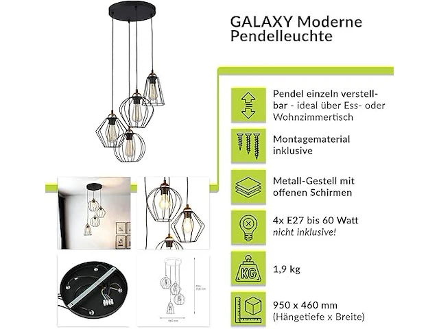 Hanglamp (zwart) - afbeelding 4 van  4