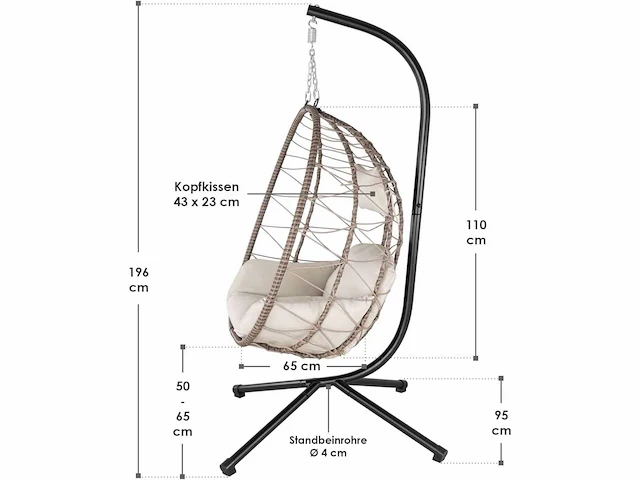 Hangstoel met kussen – in hoogte verstelbaar - afbeelding 4 van  6