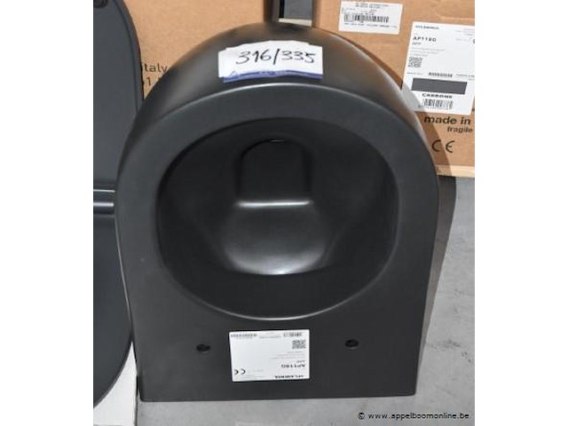 Hangtoilet flaminia ap118g carbone, goclean vv wc zitting flaminia slim soft close - afbeelding 1 van  2