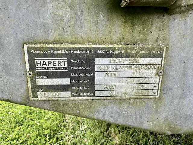 Hapert - 2004 - al3000 - aanhangwagen - afbeelding 8 van  8