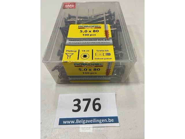Hardhoutschroef 5x80 rvs 100 stuks - afbeelding 1 van  3