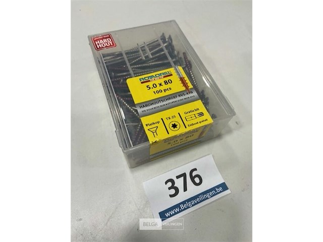 Hardhoutschroef 5x80 rvs 100 stuks - afbeelding 3 van  3