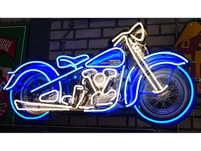 Harley davidson - motor - neon verlichting - afbeelding 1 van  1