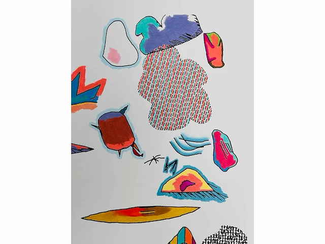 Harold cohen (1928-2016) - hand ingekleurde computer-gegenereerde tekening - afbeelding 4 van  8
