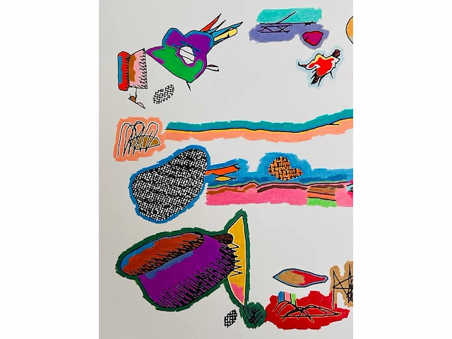 Harold cohen (1928-2016) - hand ingekleurde computer-gegenereerde tekening - afbeelding 7 van  8