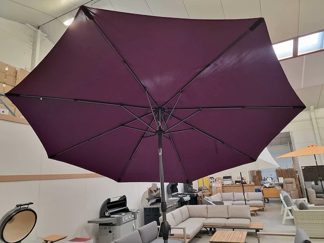 Hartman alu parasol dia 300cm kleur paars met tiltfunctie - afbeelding 1 van  5