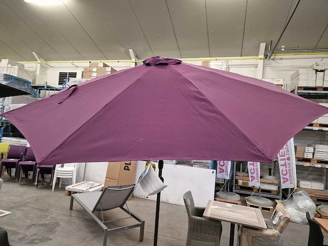 Hartman alu parasol dia 300cm kleur paars met tiltfunctie - afbeelding 4 van  5