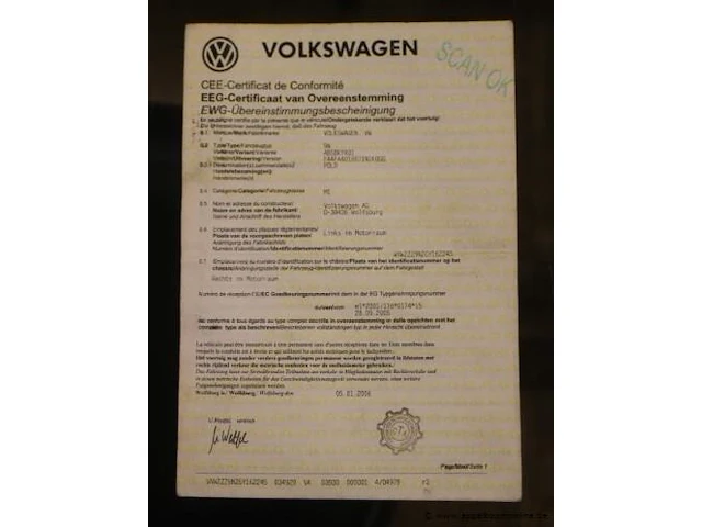 Hatchback volkswagen polo,benzine, 1390cm³,55kw,1e inschr 25/1/06,wvwzzz9nz6y162245, 187141km, co²-uitstoot ng, euro4, kenteken i+ii, gelijkvormigheidsattest, keuring na, 1sleutel - afbeelding 15 van  16