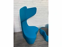 Haworth cappellini lounge zetel 2 fauteuils + tafel - blauw stof - afbeelding 2 van  5