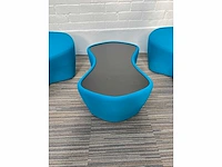 Haworth cappellini lounge zetel 2 fauteuils + tafel - blauw stof - afbeelding 3 van  5