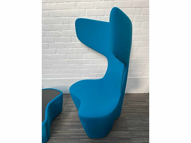 Haworth cappellini lounge zetel 2 fauteuils + tafel - blauw stof - afbeelding 4 van  5