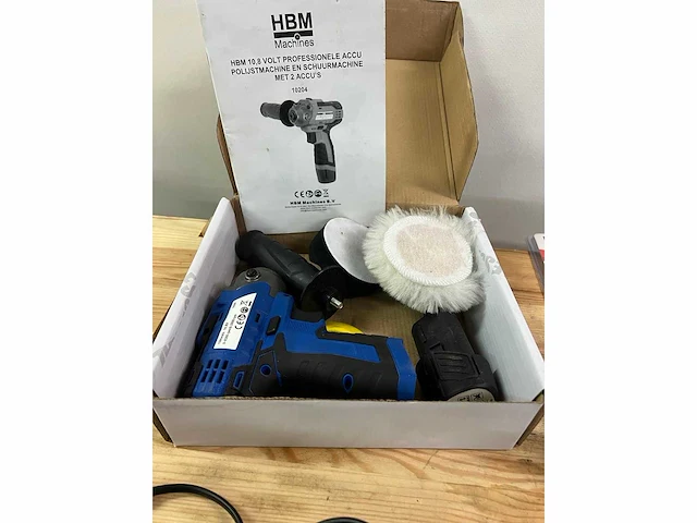 Hbm 10,8v professionele accu polijst- & schuurmachine + toebehoren - afbeelding 6 van  6