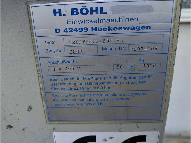 H.bohl - meister/s-800 - horizontale wikkelmachine met rollerbaan - 2007 - afbeelding 13 van  27