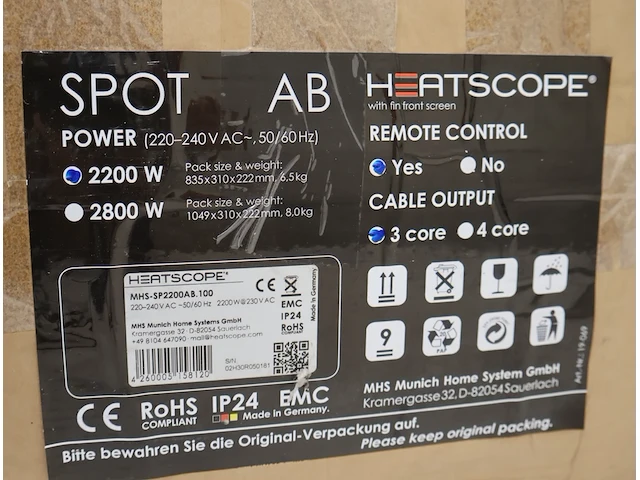 Heatscope terrasverwarming 2200w - afbeelding 3 van  4