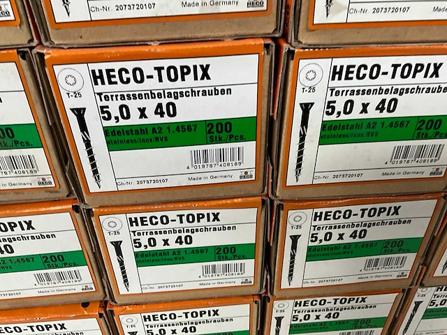 Heco vlonderschroef rvs 200 stuks 5.0 x 40 (20x) - afbeelding 2 van  4