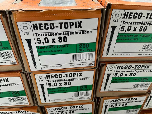 Heco vlonderschroef rvs 200 stuks 5.0 x 80 (23x) - afbeelding 2 van  4