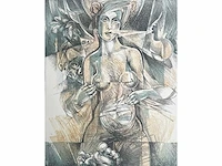Hedwig pauwels - naakt - kleurenlithografie - afbeelding 1 van  9