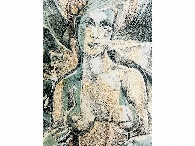 Hedwig pauwels - naakt - kleurenlithografie - afbeelding 7 van  9