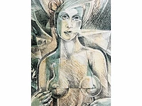 Hedwig pauwels - naakt - kleurenlithografie - afbeelding 7 van  9