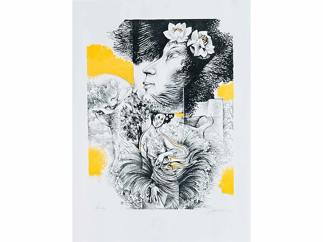 Hedwig pauwels - naakt - kleurenlithografie - afbeelding 1 van  5