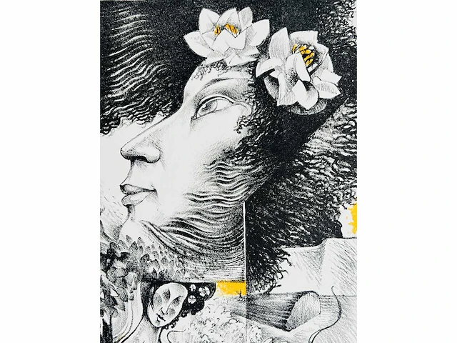 Hedwig pauwels - naakt - kleurenlithografie - afbeelding 3 van  5
